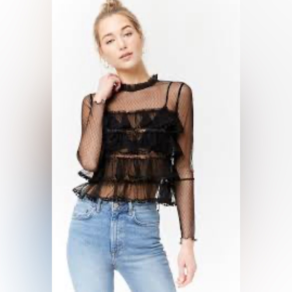 Forever 21 sheer ruffle top